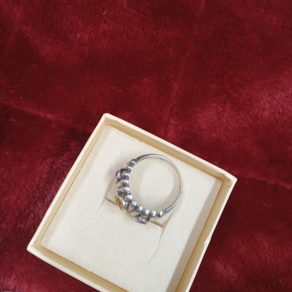 Sterling Silver PAJ Yellow & Purple Ribbed Ring - Picture 7 of 12